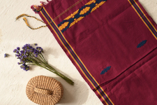 Majuli | Handwoven Cotton Runner From Assam - Maroon