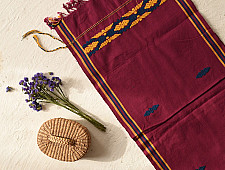 Majuli | Handwoven Cotton Runner From Assam - Maroon