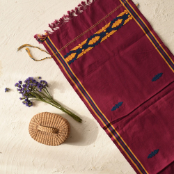 Majuli | Handwoven Cotton Runner From Assam - Maroon