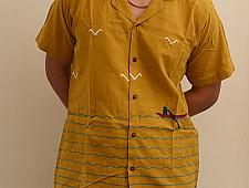 Majuli | Pure Cotton Shirts - Extra Weft Hand Woven - Yellow