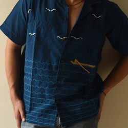 Majuli | Pure Cotton Shirts - Extra Weft Hand Woven - Blue