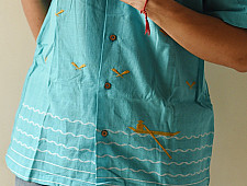 Majuli | Pure Cotton Shirts - Extra Weft Hand Woven - Sky Blue