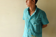 Majuli | Pure Cotton Shirts - Extra Weft Hand Woven - Sky Blue