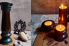 Wooden Stambh (  1 in 3 Candle Holder )