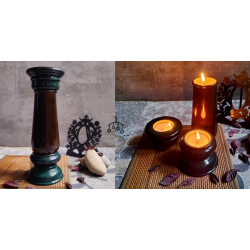 Wooden Stambh (  1 in 3 Candle Holder )