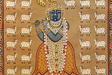 Pichwai Paintings of Nathdwara | Shrinath ji  & Cows (26.5" x 17.5")
