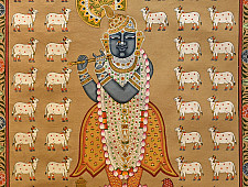 Pichwai Paintings of Nathdwara | Shrinath ji  & Cows (26.5" x 17.5")
