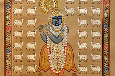 Pichwai Paintings of Nathdwara | Shrinath ji  & Cows (26.5" x 17.5")