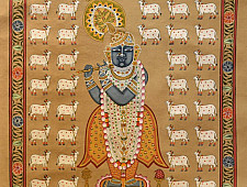 Pichwai Paintings of Nathdwara | Shrinath ji  & Cows (26.5" x 17.5")