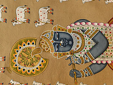 Pichwai Paintings of Nathdwara | Shrinath ji  & Cows (26.5" x 17.5")