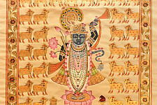 Pichwai Paintings - Shrinath ji & Cows | Real Gold Work (23.5" x 35")