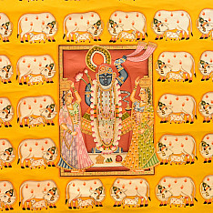 Pichwai Paintings of Nathdwara | Shrinath ji  With Cows & Calf (35" x 46")
