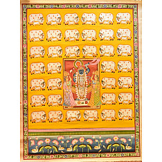 Pichwai Paintings of Nathdwara | Shrinath ji  With Cows & Calf (35" x 46")