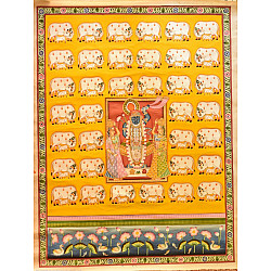 Pichwai Paintings of Nathdwara | Shrinath ji  With Cows & Calf (35" x 46")