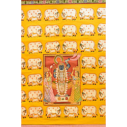 Pichwai Paintings of Nathdwara | Shrinath ji  With Cows & Calf (35" x 46")