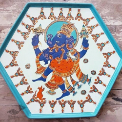 Art for Desserts | Hand Painted Wall Plate - Kalamkari Dancing Ganesha