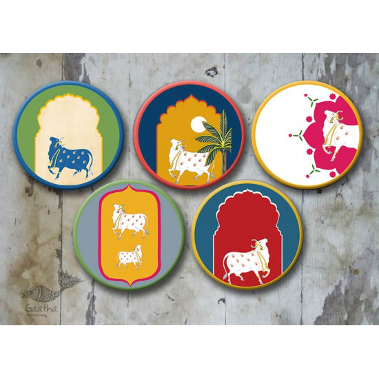 shop Hand Painted Wall Plate (Set of 5)-Pichwai