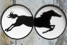 Art for Desserts | Hand Painted Wall Plates (Set of 2) -  Split Aligator (Horse)