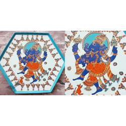 Art for Desserts | Hand Painted Wall Plate - Kalamkari Dancing Ganesha