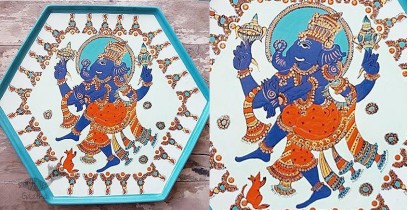 Art for Desserts | Hand Painted Wall Plate - Kalamkari Dancing Ganesha