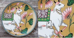 Art for Desserts | Hand Painted Wall Plate - Pichwai Cow & Calf 
