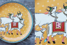 Art for Desserts | Hand Painted Wall Plate - Pichwai Cows