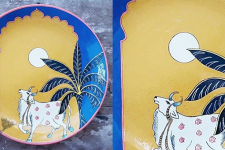 Art for Desserts | Hand Painted Wall Plate - Pichwai Full Moon & Cow