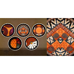 Art for Desserts | Hand Painted Wall Plate (Set of 5) -  African Art 