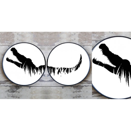 shop Hand Painted Wall Plates (Set of 2) -  Split Aligator ( Crocodile )