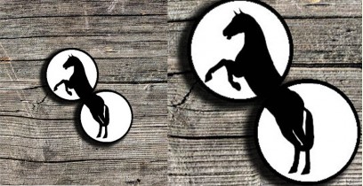 Art for Desserts | Hand Painted Wall Plates (Set of 2) -  Split Aligator (Galloping Horse)