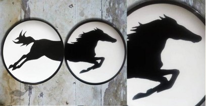 Art for Desserts | Hand Painted Wall Plates (Set of 2) -  Split Aligator (Horse)