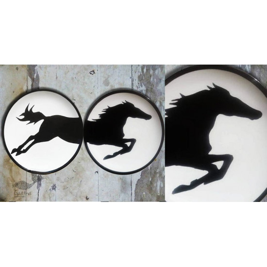 shop Hand Painted Wall Plates (Set of 2) -  Split Aligator ( Horse)