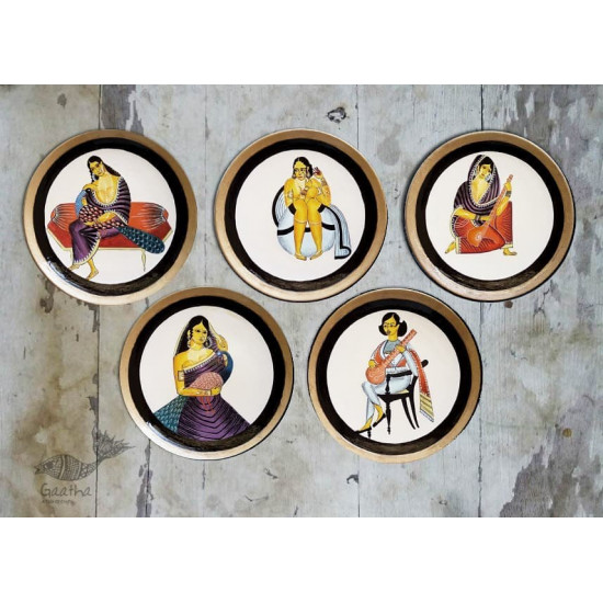 shop Hand Painted Wall Plate (Set of 5) - Kalighat