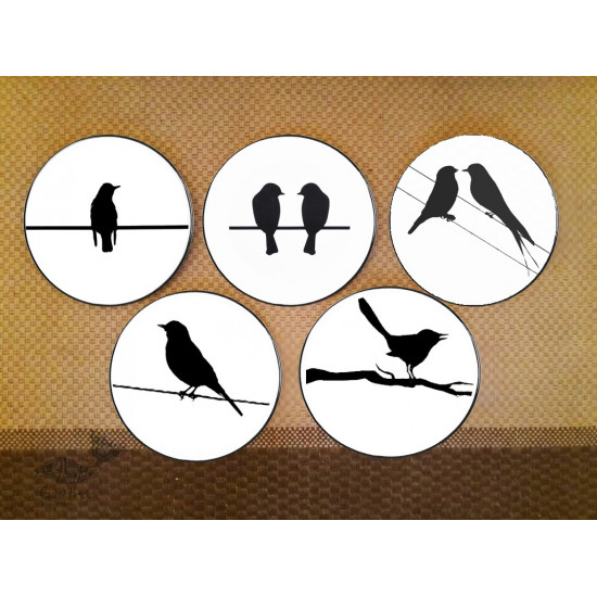 shop Hand Painted Wall Plate (Set of 5) - Black Birds