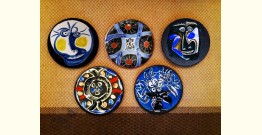 Art for Desserts | Hand Painted Wall Plate (Set of 5) - Blue Picasso
