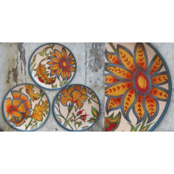 Art for Desserts | Hand Painted Wall Plate (Set of 3) - Country Flowers