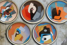 Art for Desserts | Hand Painted Wall Plate (Set of 5) -  Abstract Cubist