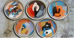 Art for Desserts | Hand Painted Wall Plate (Set of 5) -  Abstract Cubist