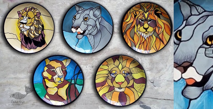 shop Hand Painted Wall Plate (Set of 5) - Cats