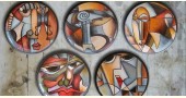 shop Hand Painted Wall Plate (Set of 5) - Cubist