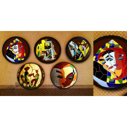 Art for Desserts | Hand Painted Wall Plate (Set of 5) - Israel Mosaic