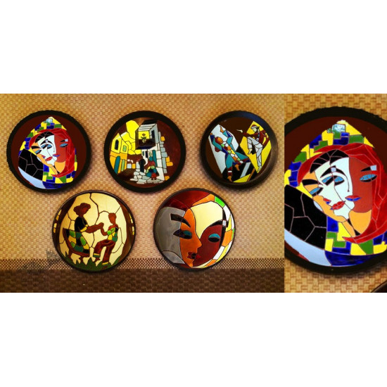 shop Hand Painted Wall Plate (Set of 5) - Israel Mosaic