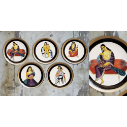 Art for Desserts | Hand Painted Wall Plate (Set of 5) - Kalighat