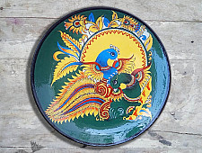 Sajaavat . सजावट | Hand Painted Wall Plate -Peahen & Peacock 