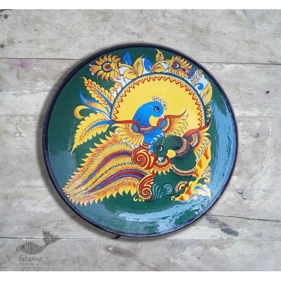 shop hand painted wall plate - Peahen & Peacock