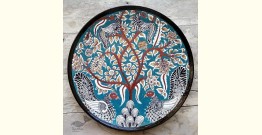 Sajaavat . सजावट | Kalamkari Hand Painted Wall Plate - Tree & Peacock