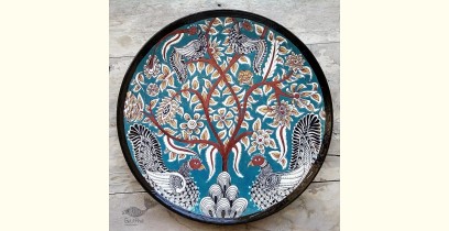 Sajaavat . सजावट | Kalamkari Hand Painted Wall Plate - Tree & Peacock