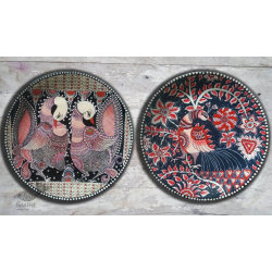 Sajaavat . सजावट | Hand Painted Wall Plate - Peacock (Set of Two)