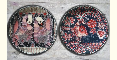Sajaavat . सजावट | Hand Painted Wall Plate - Peacock (Set of Two)