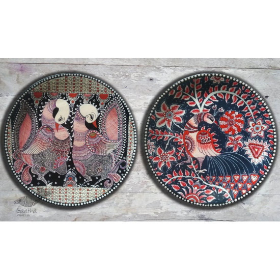 shop Hand Painted Wall Plate - Peacock (Set of Two)